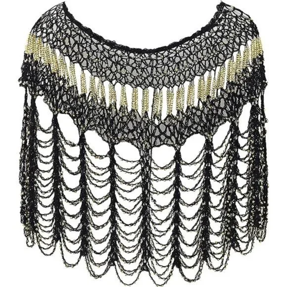 1920S Shawl Wraps Black Gold